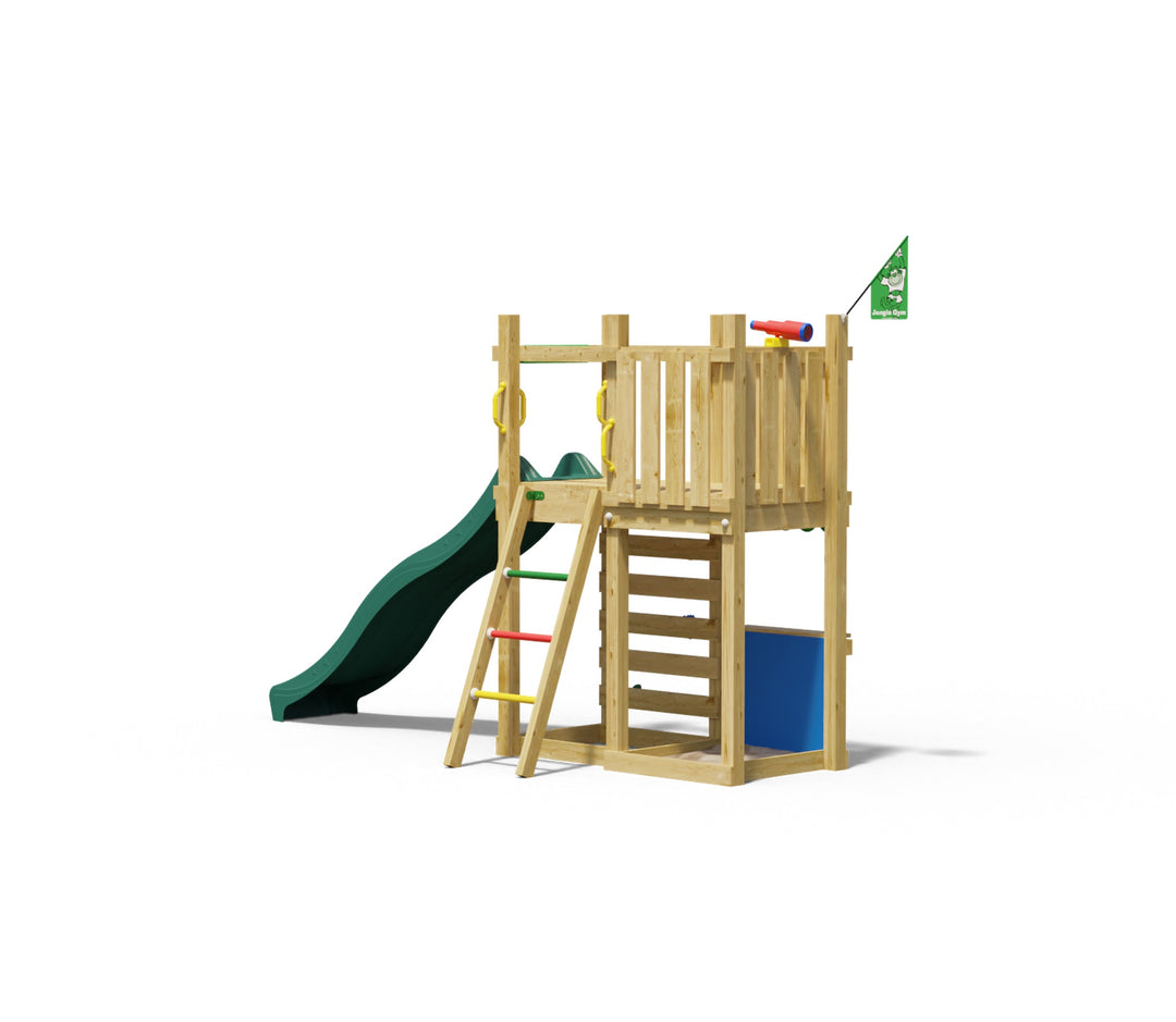 Jungle Nest | Wooden climbing frame with slide & market stall