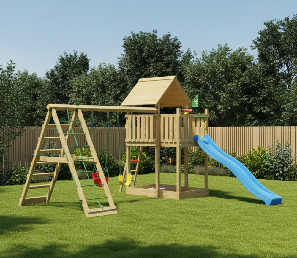 Jungle Canopy | Wooden climbing frame with swings & climbing net