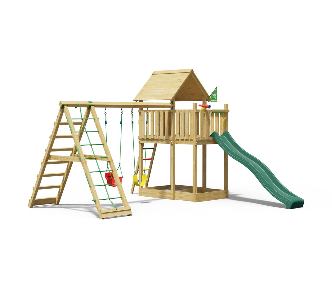 Jungle Canopy | Wooden climbing frame with swings & climbing net