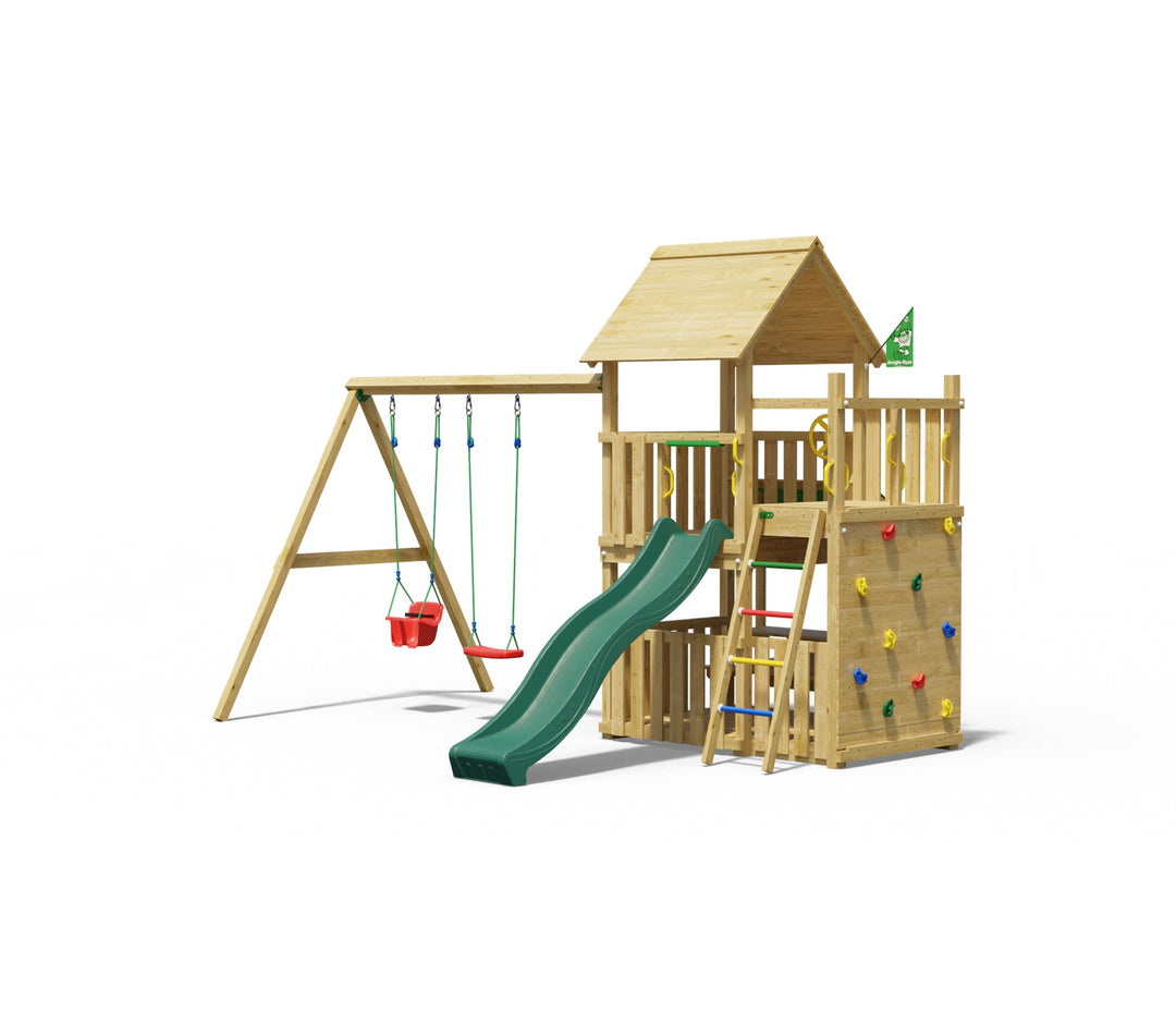 Jungle Reef | Wooden climbing frame with swings & veranda