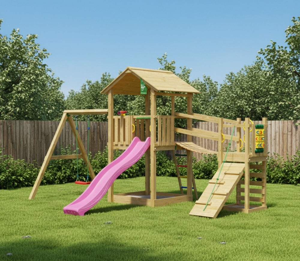 Jungle Summit | Wooden climbing frame with swing