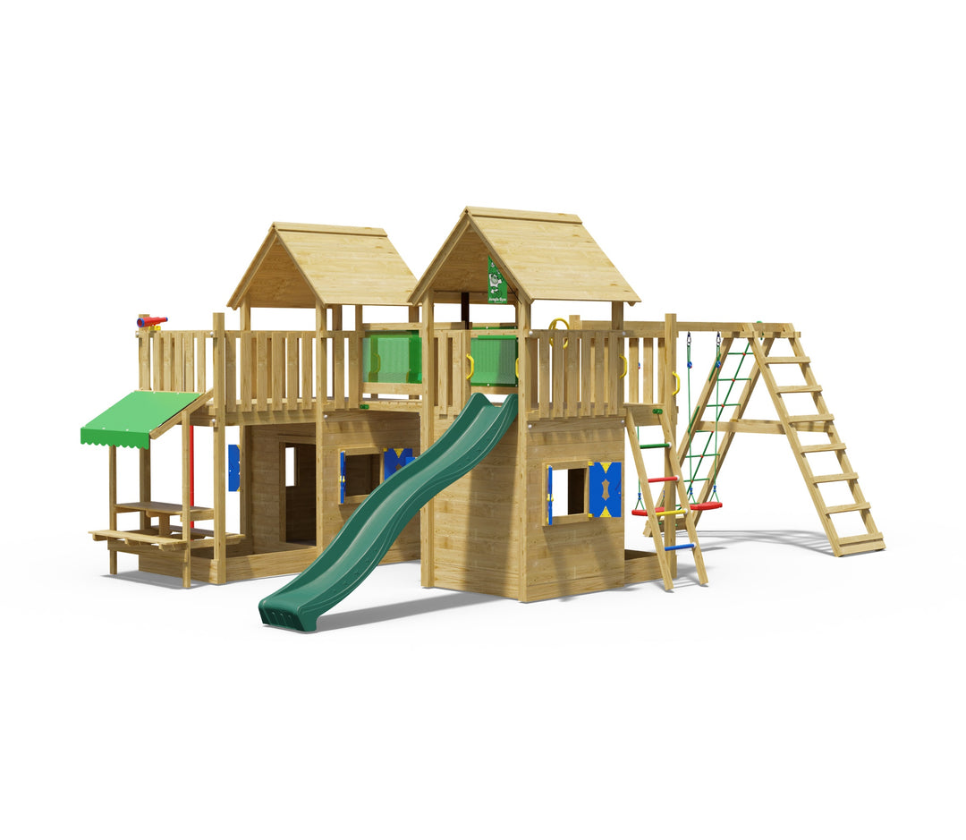Jungle Titan | Tower playhouse with swings & climbing net