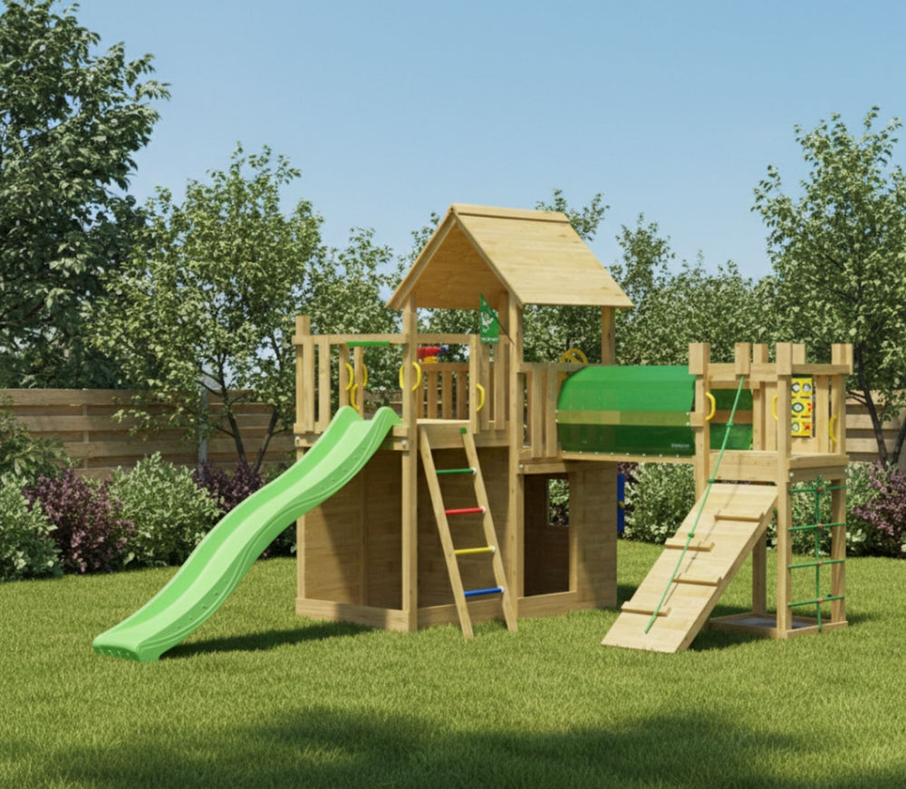 Jungle Olympus | Wooden climbing frame with slide