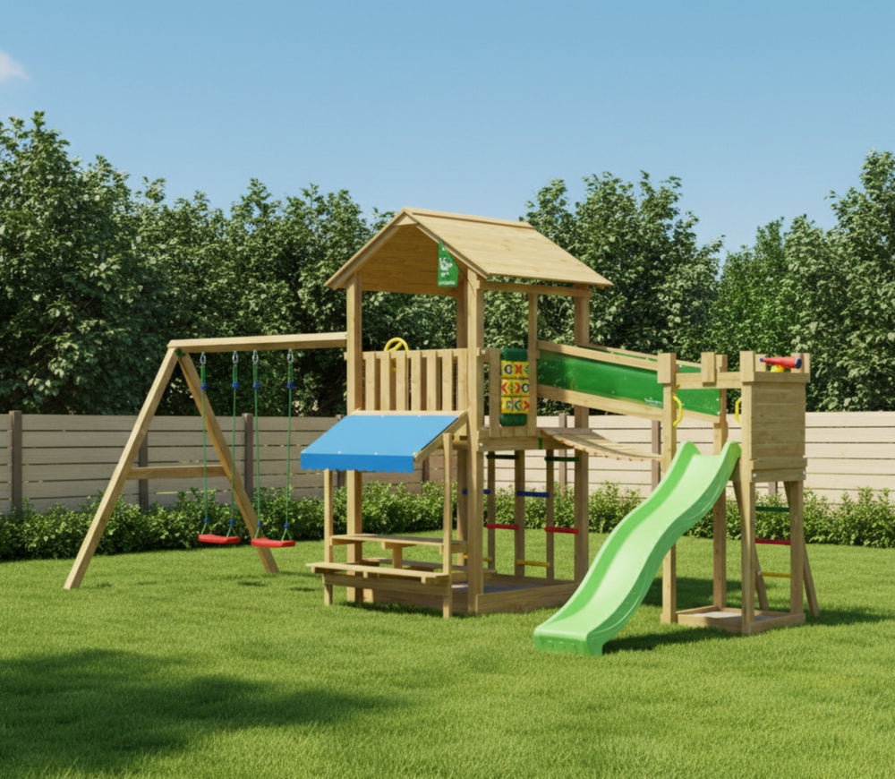 Jungle Cascade | Wooden climbing frame with double swing