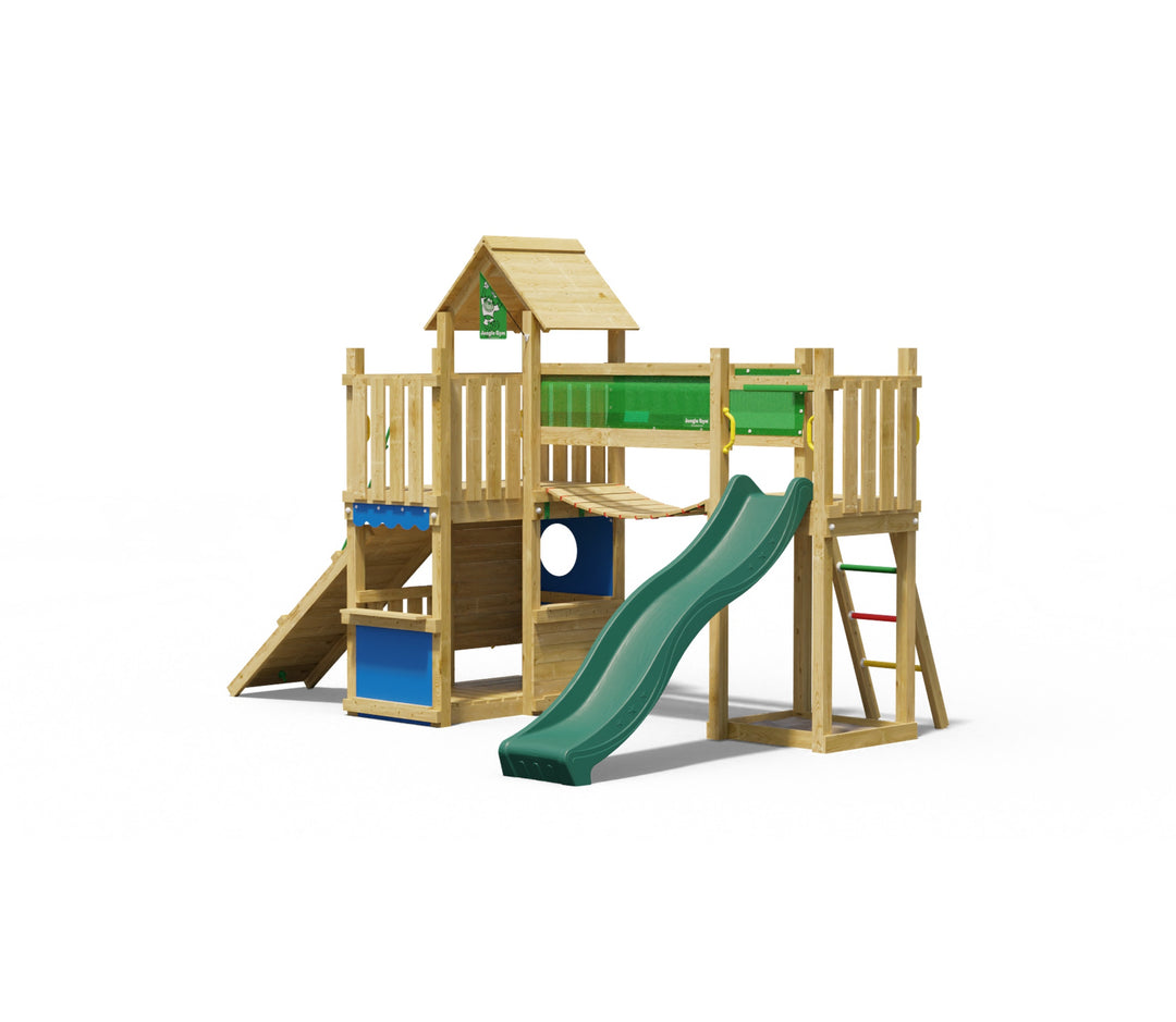 Jungle Ridge | Wooden climbing frame with slide & clatter bridge