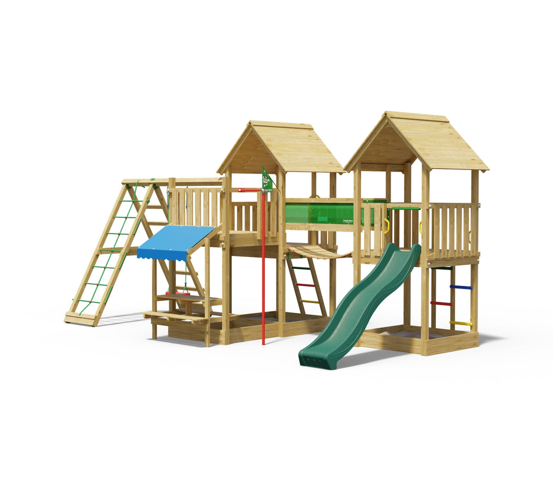 Jungle Luxor | Wooden climbing frame with swing & climbing net