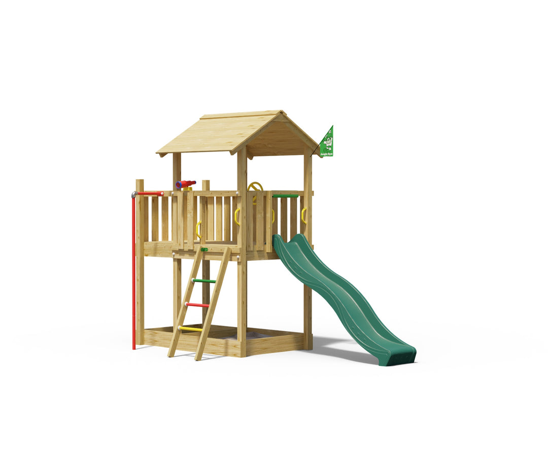 Jungle Marvel | Wooden climbing frame with slide & fireman's pole