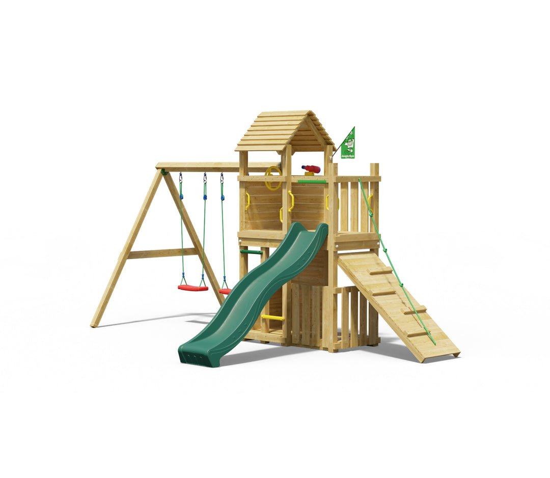 Jungle Argos | Tower playhouse with swings & veranda