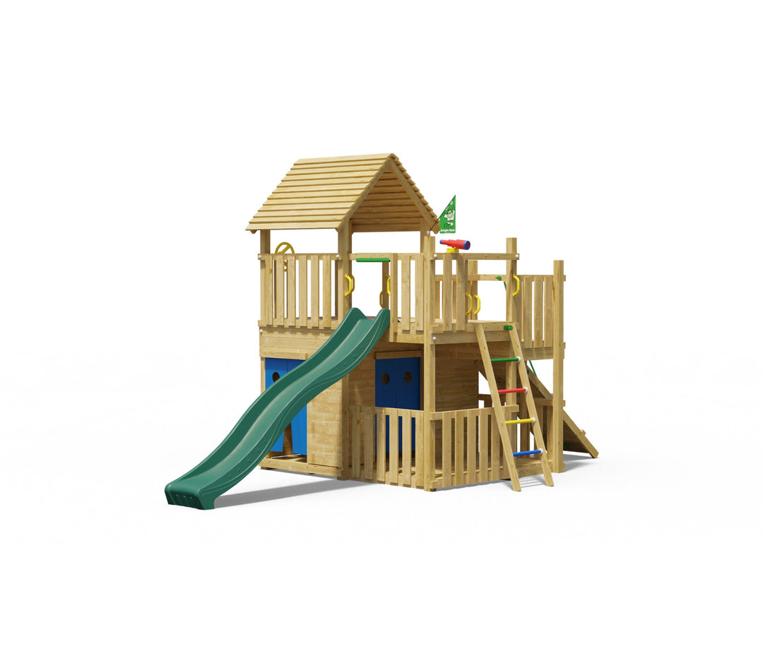 Jungle Den | Tower playhouse with slide & veranda