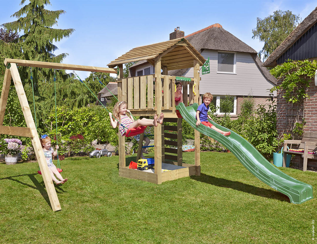 Jungle Cottage | Wooden climbing frame with double swing