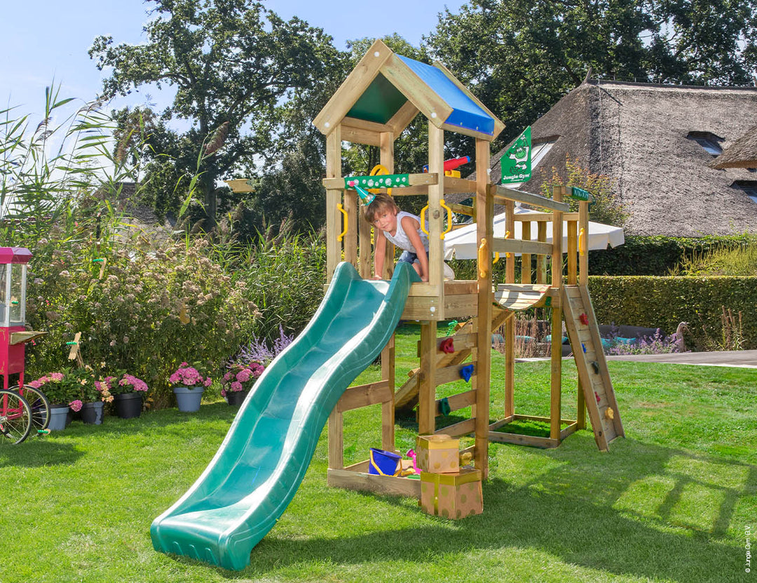 Jungle Patio | Wooden climbing frame with slide & clatter bridge