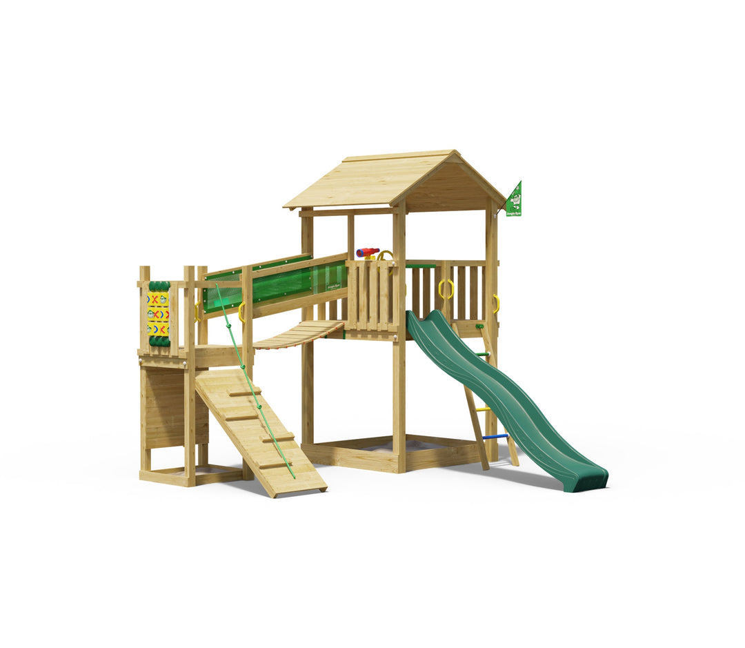 Jungle Fortress | Wooden climbing frame with slide & clatter bridge