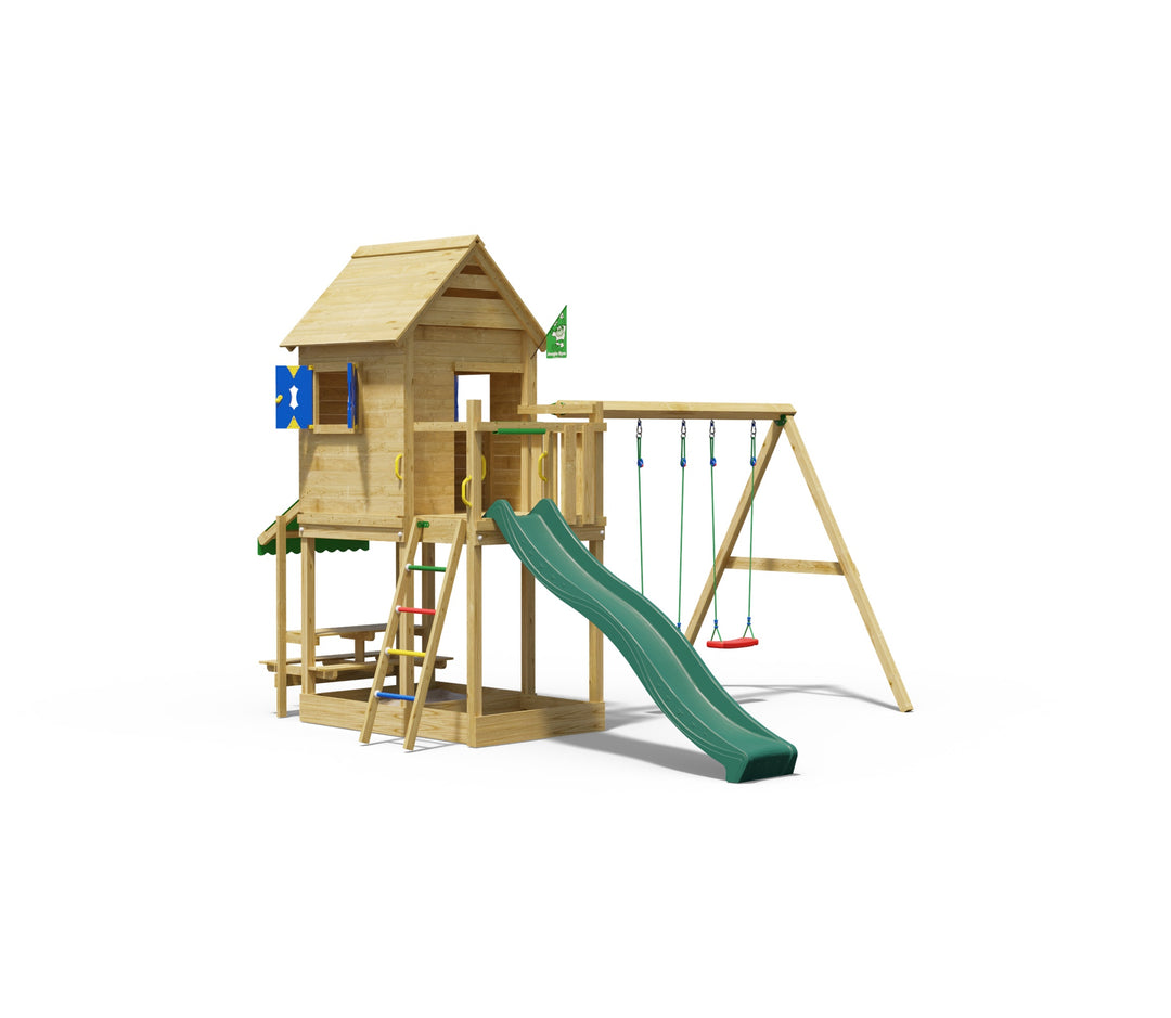 Jungle Bungalow | Wooden climbing frame with double swing