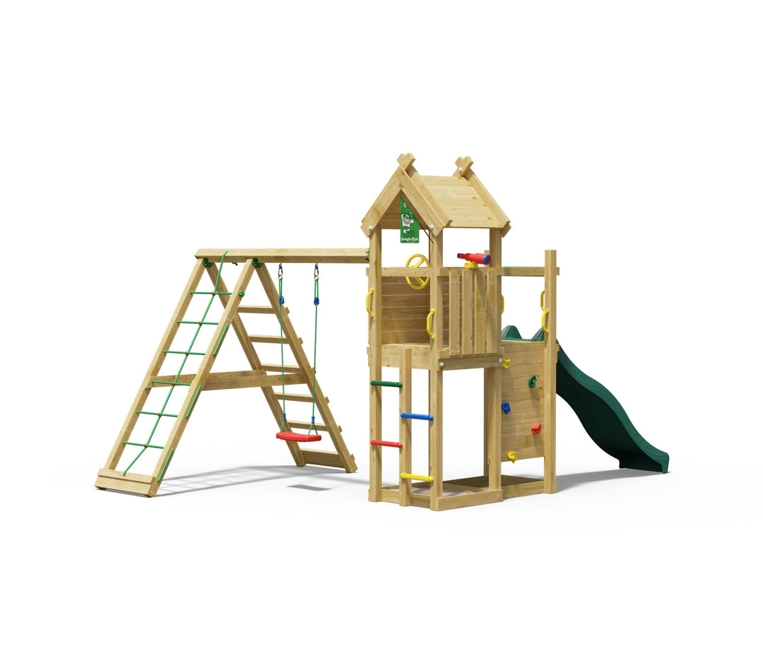 Jungle Quest | Wooden climbing frame with swing & climbing net