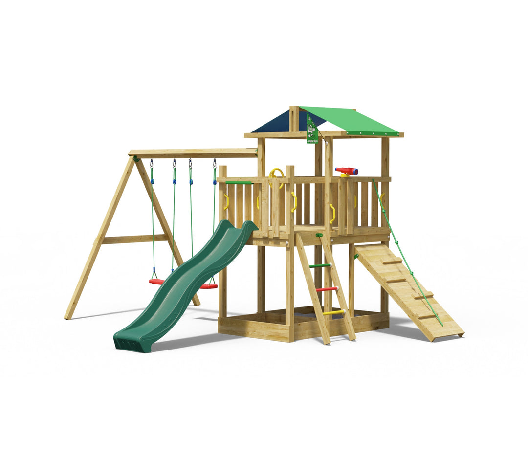 Jungle Zenith | Wooden climbing frame with double swing