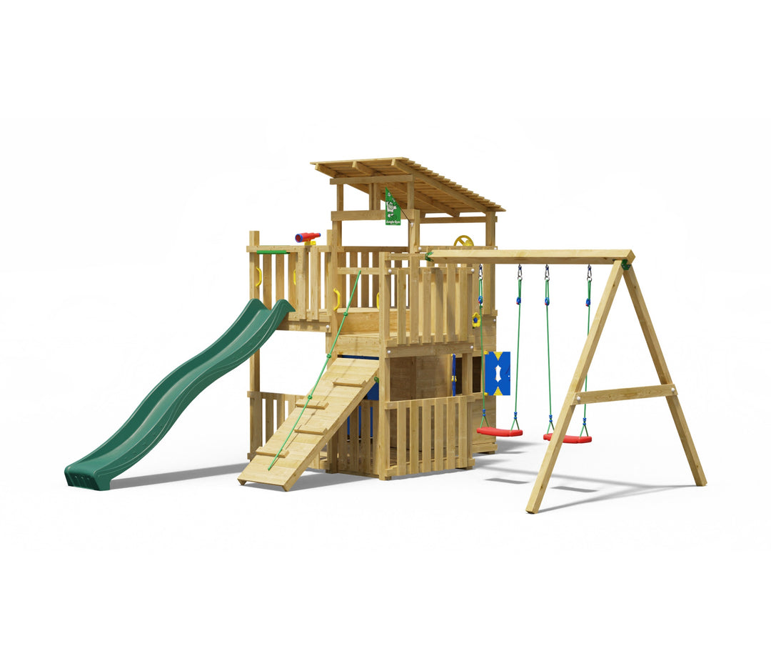 Jungle Delta | Tower playhouse with swings & veranda