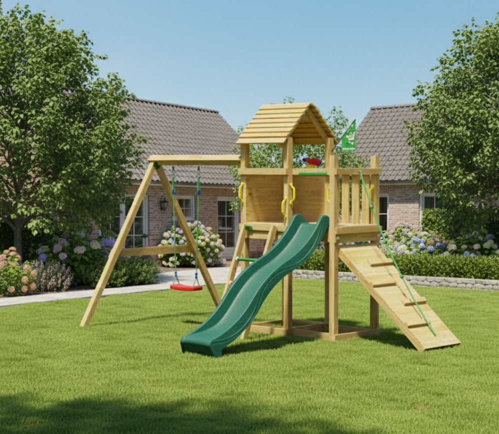 Jungle Cove | Tower playhouse with swing