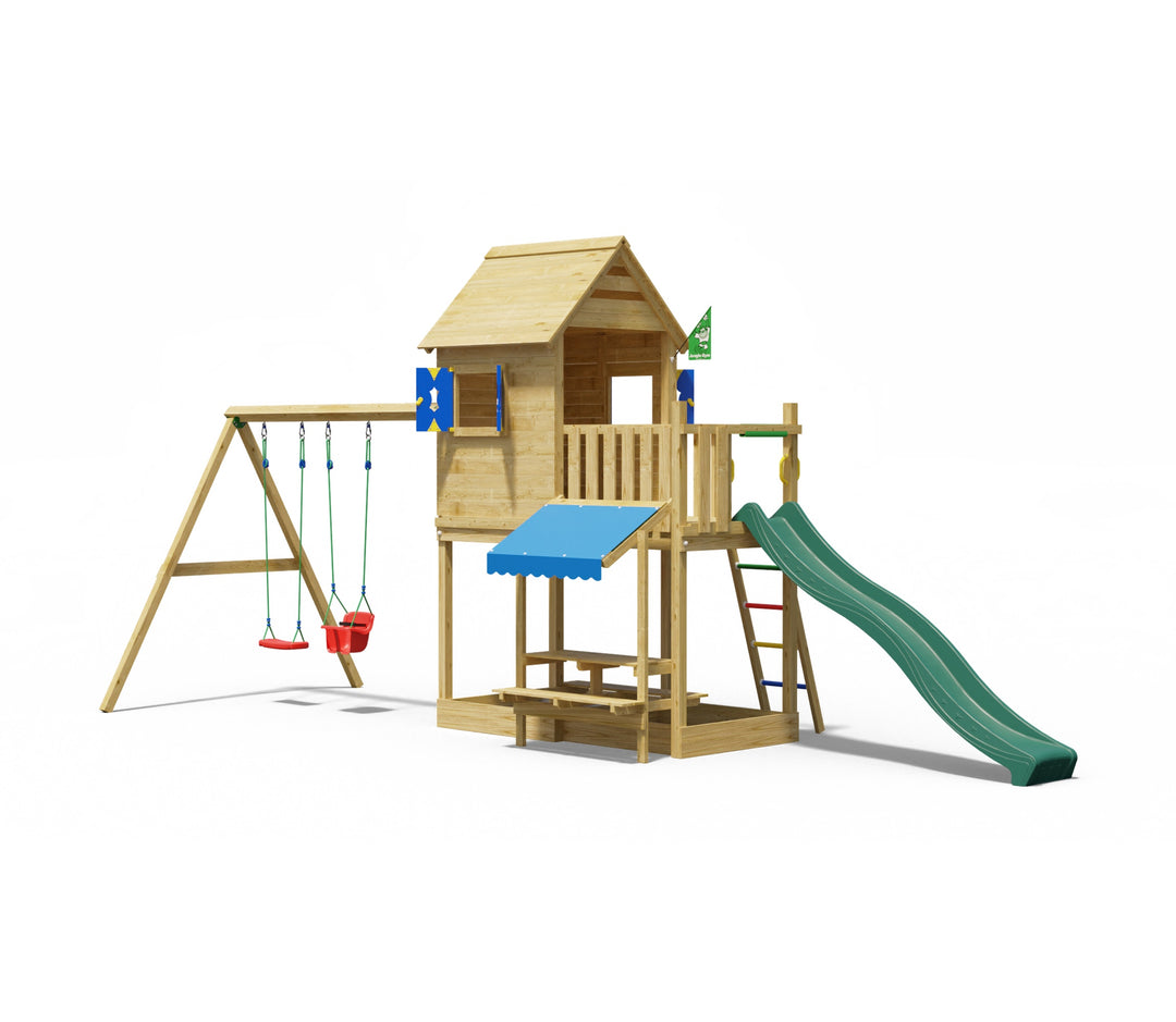 Jungle Cabana | Tower playhouse with double swing
