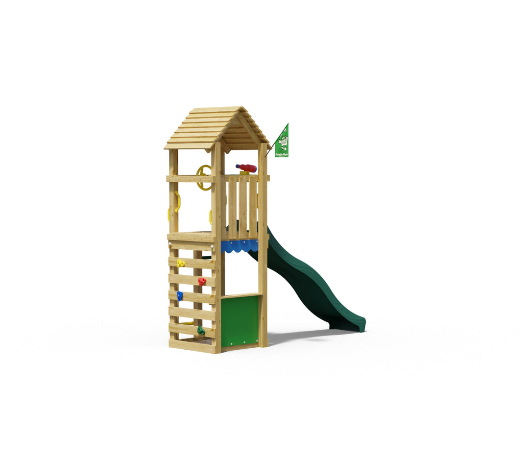 Jungle Nook | Wooden climbing frame with slide & market stall