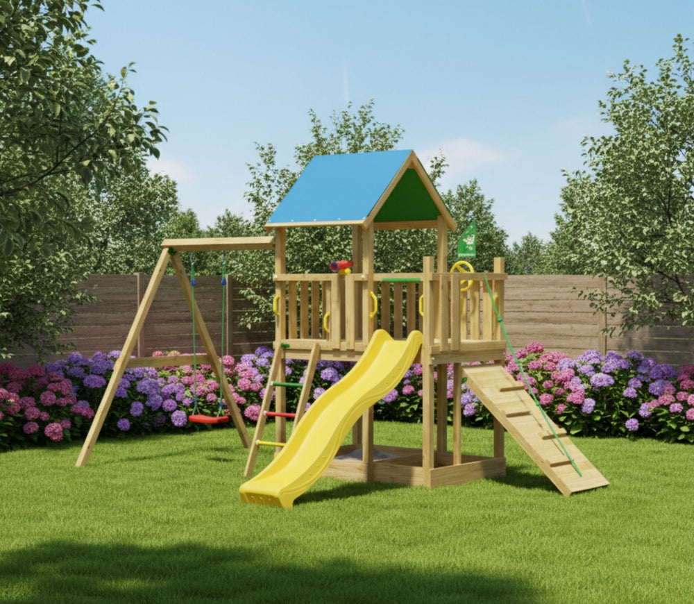 Jungle Manor | Wooden climbing frame with swing