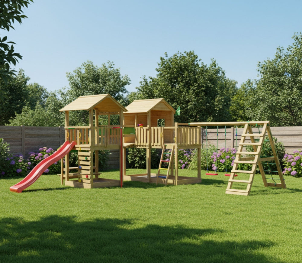 Jungle Botan | Wooden climbing frame with swings & climbing net