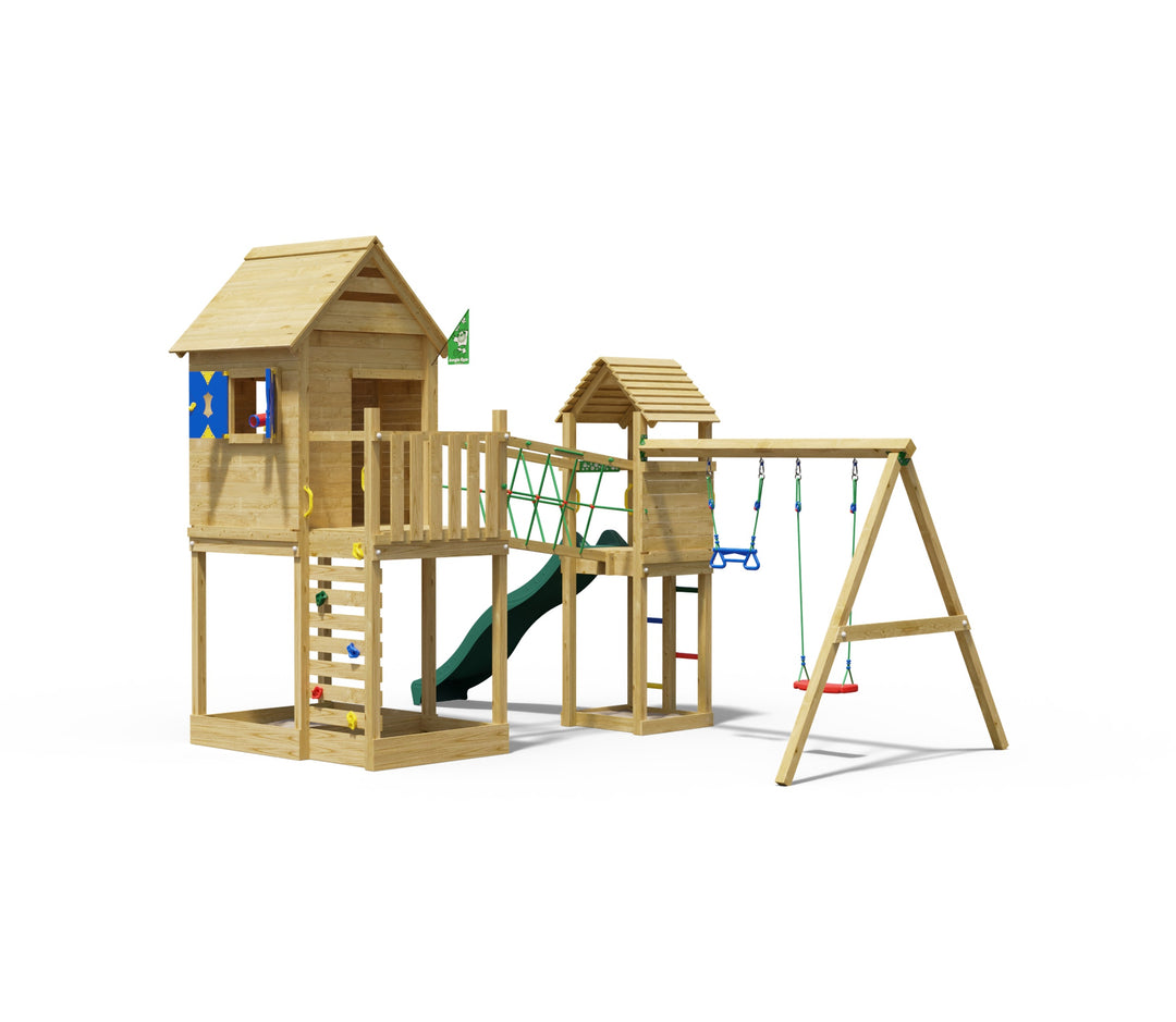 Jungle Retreat | Wooden climbing frame with double swing
