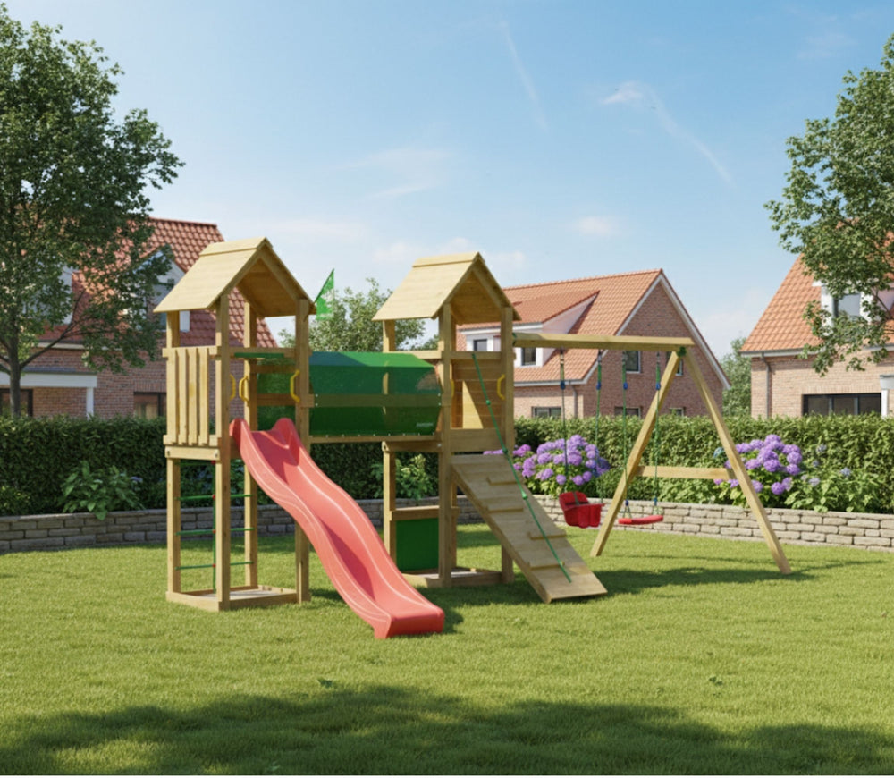 Jungle Darwin | Wooden climbing frame with double swing