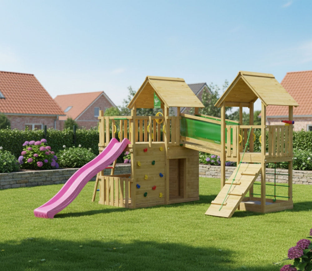 Jungle Horizon | Tower playhouse with slide & boardwalk